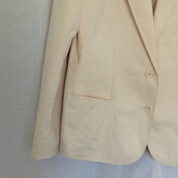 Vintage I. Magnin Ivory Suede Blazer Size 16 Notched Collar Button Down‎ - Picture 3 of 10